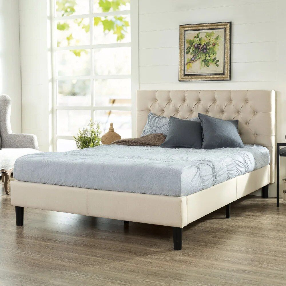 King-Sized Upholstered Platform Bed Frame