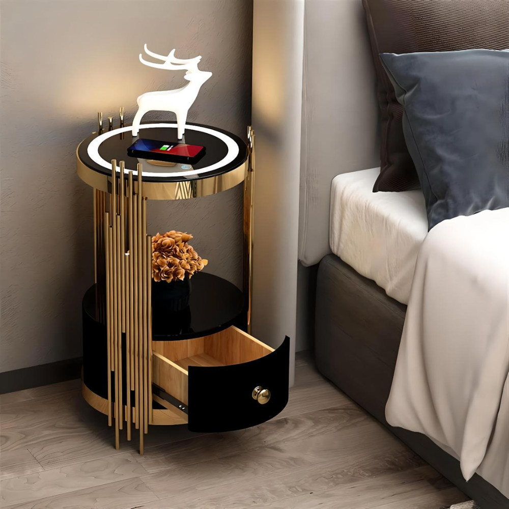 Nordic Bedroom Round Smart Nightstands